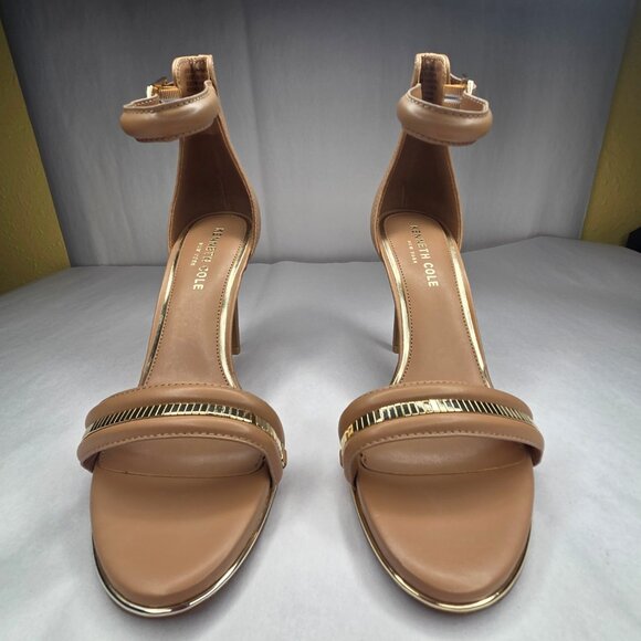 Kenneth Cole Women's Classic Tan Brooke Chain Heels 7.5 NWOT - Picture 2 of 7